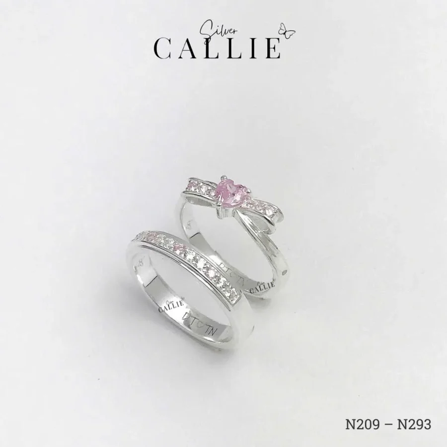 N209 - N293: Nhẫn Bạc Đôi Thiết Kế Callie Silver Nơ Đính Đá