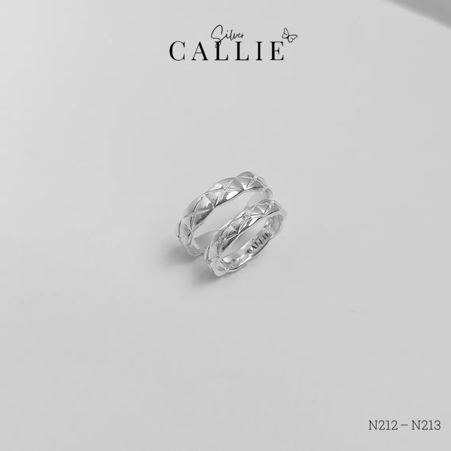 N212 -N213 - Nhẫn bạc Callie Silver thiết kế dạng x đính đá