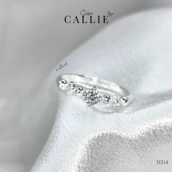 N214 - Nhẫn bạc Callie Silver thiết kế đính đá xen kẽ bi