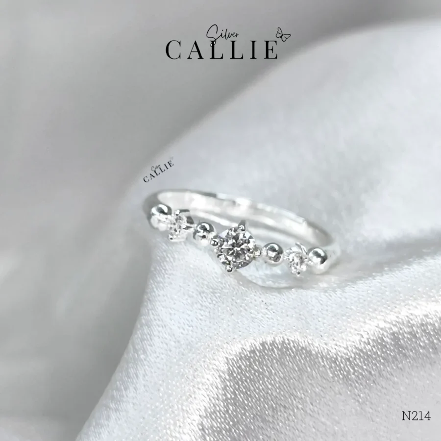 N214 - Nhẫn bạc Callie Silver thiết kế đính đá xen kẽ bi