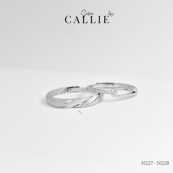 N227-N228  Nhẫn đôi bạc Callie Silver xoắn free size
