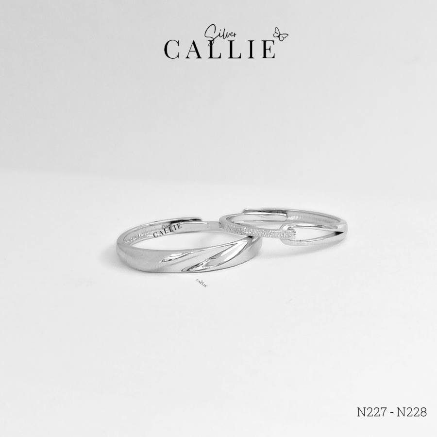 N227-N228  Nhẫn đôi bạc Callie Silver xoắn free size