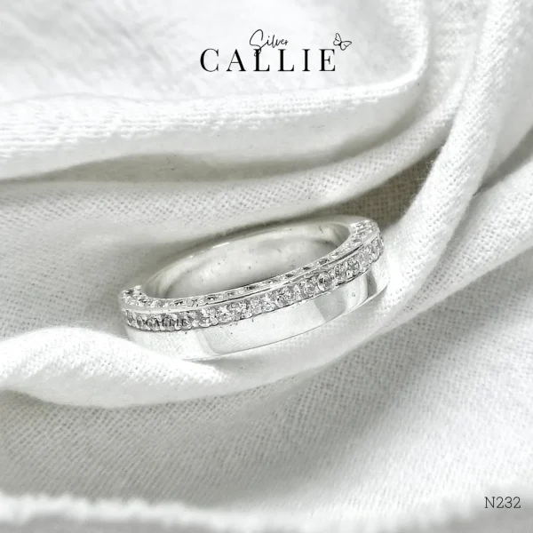 N232 - Nhẫn bạc Callie Silver đính đá 2 cạnh