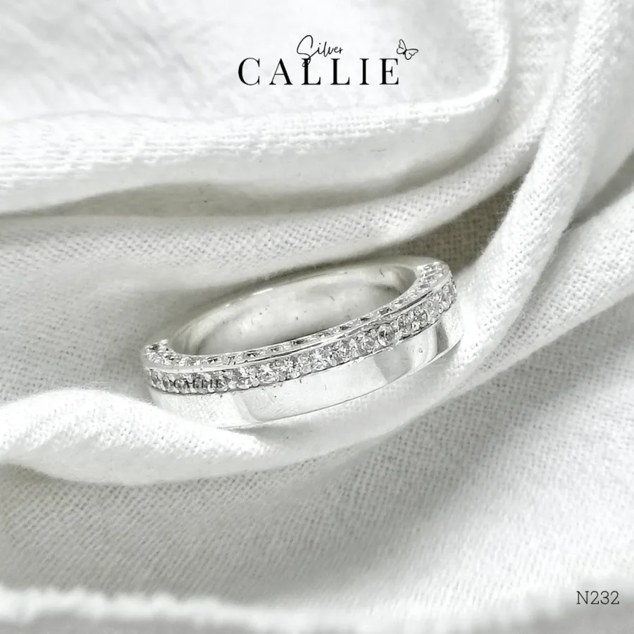 N232 - Nhẫn bạc Callie Silver đính đá 2 cạnh