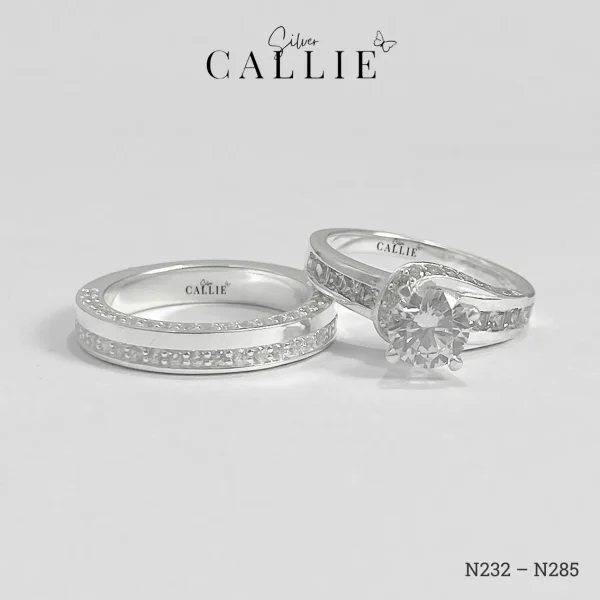 N232 - N285: Nhẫn Bạc Đôi Callie Silver Đính Đá