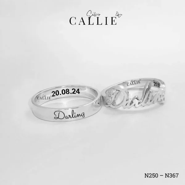 N250 - N367: Nhẫn Bạc Thiết Kế Callie Silver Theo Tên Yêu Cầu