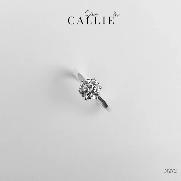N272 - Nhẫn bạc Callie Silver 1 viên chủ 6 chấu