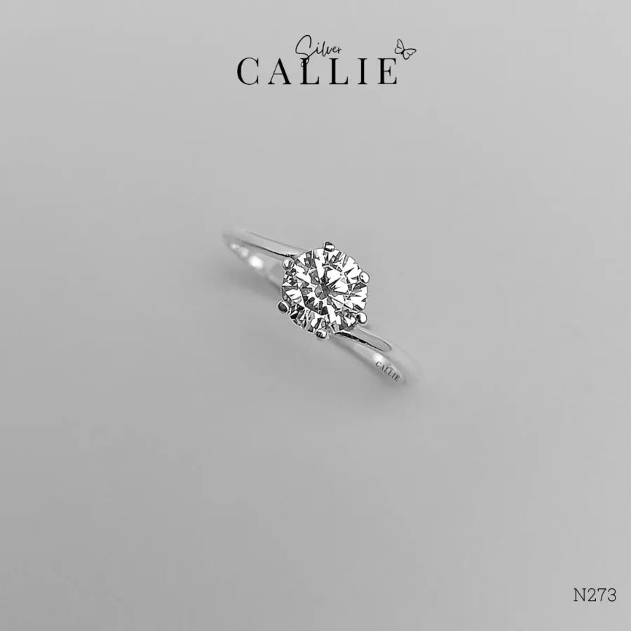 N273 - Nhẫn bạc Callie Silver 1 viên chủ xoắn
