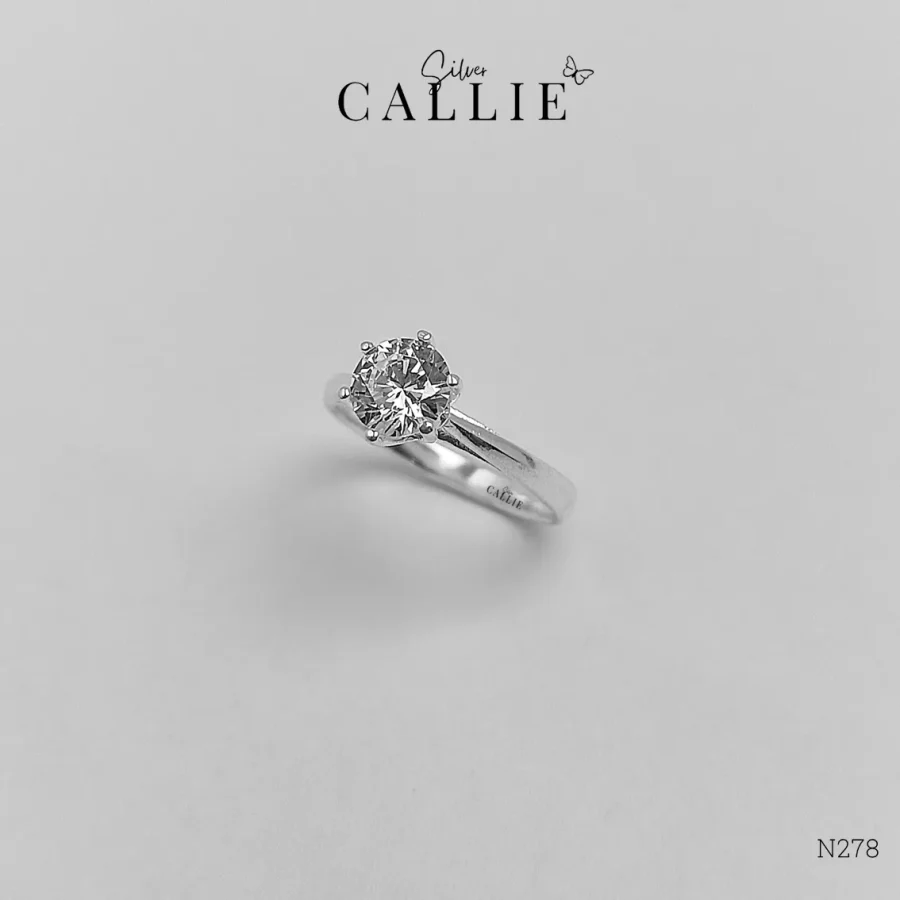 N278 - Nhẫn bạc Callie Silver 1 viên chủ 6 chấu