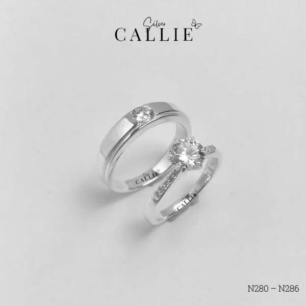 N280 – N286: Nhẫn Đôi Bạc Thiết Kế Callie Silver