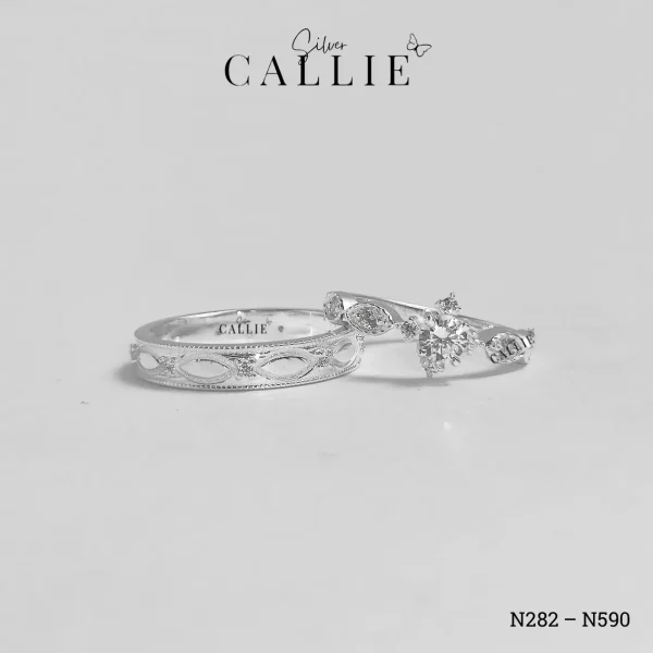 N590 - N282: Nhẫn Bạc Đôi Thiết Kế Callie Silver Vintage