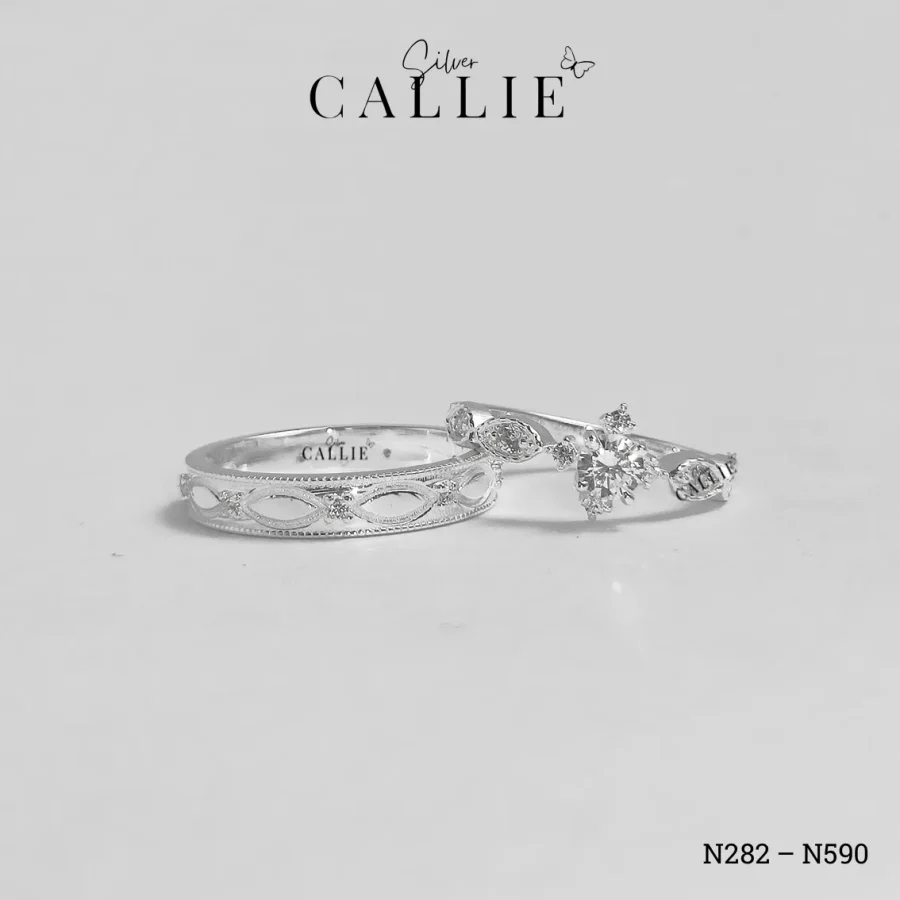N590 - N282: Nhẫn Bạc Đôi Thiết Kế Callie Silver Vintage