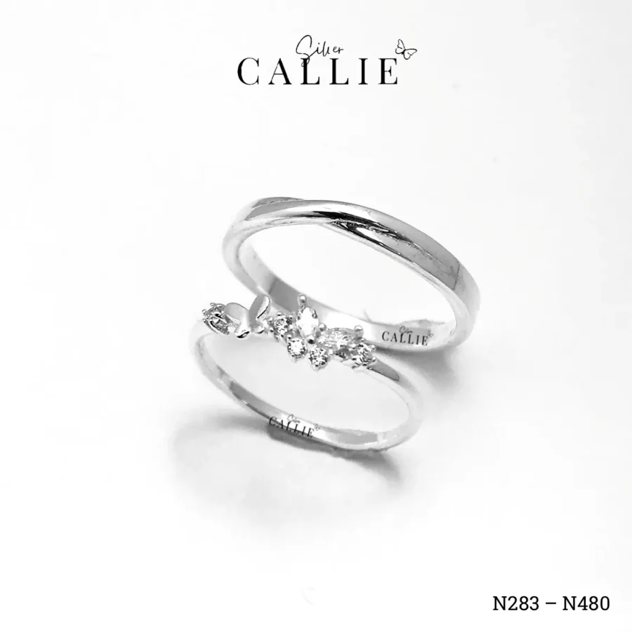 N480 - N283: Nhẫn đôi bạc thiết kế Callie Silver