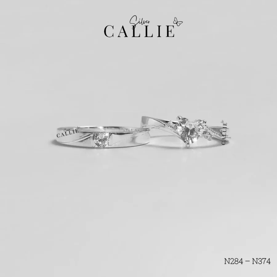 N284 – N374: Nhẫn Bạc Đôi Thiết Kế Callie Silver