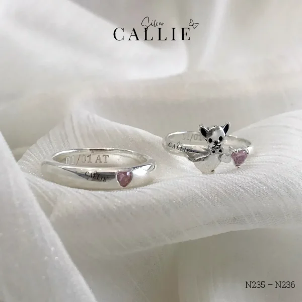 N235 - N236: Nhẫn bạc Callie Silver đá trái tim thiết kế