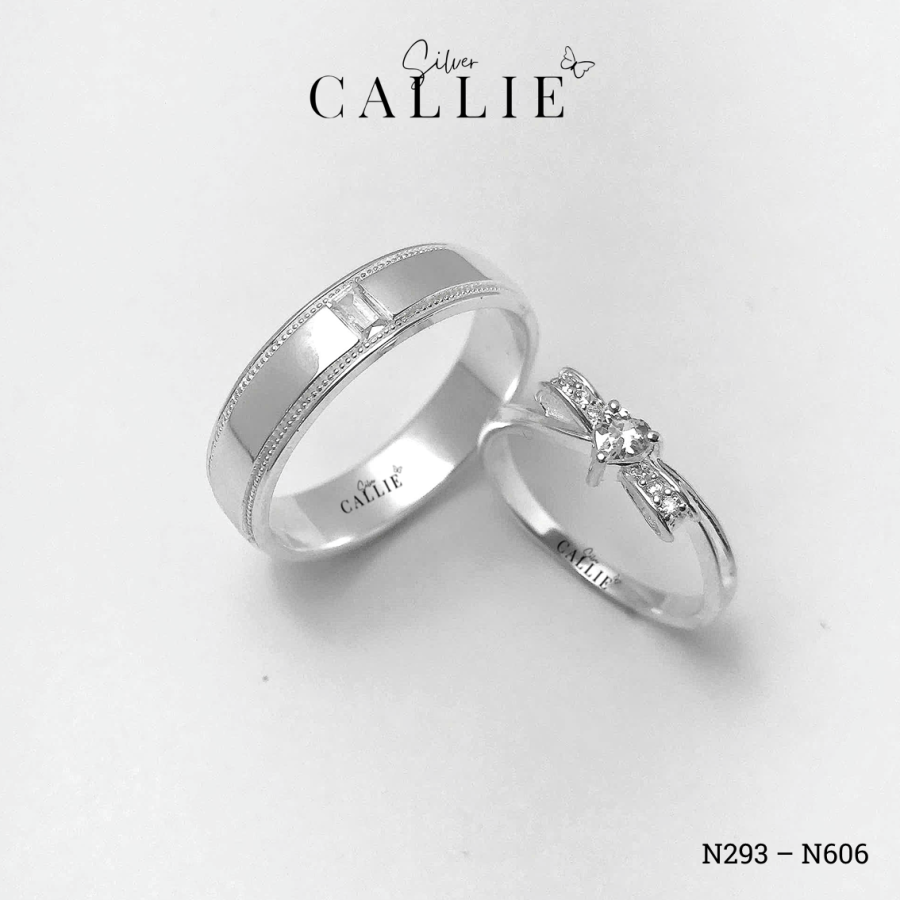 N606 - N293: Nhẫn Bạc Thiết Kế Callie Silver Đá Chữ Nhật Và Nơ