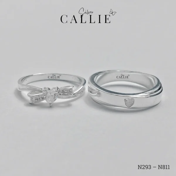 N811 - N293: Nhẫn Bạc Thiết Kế Callie Silver Trái Tim Đai Chéo