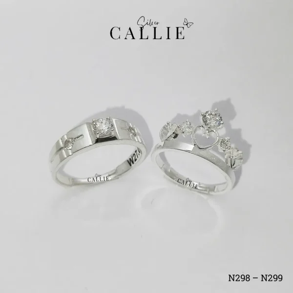 N298 - N299: Nhẫn bạc đôi thiết kế Callie Silver vương miện