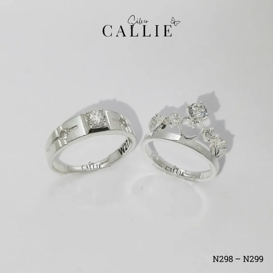 N298 - N299: Nhẫn bạc đôi thiết kế Callie Silver vương miện