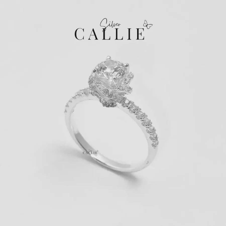 N302 - Nhẫn bạc thiết kế Callie Silver hoa hồng