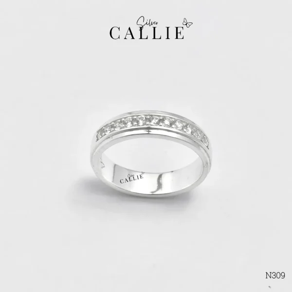 N309 - Nhẫn bạc thiết kế Callie Silver đính đá đai 5li