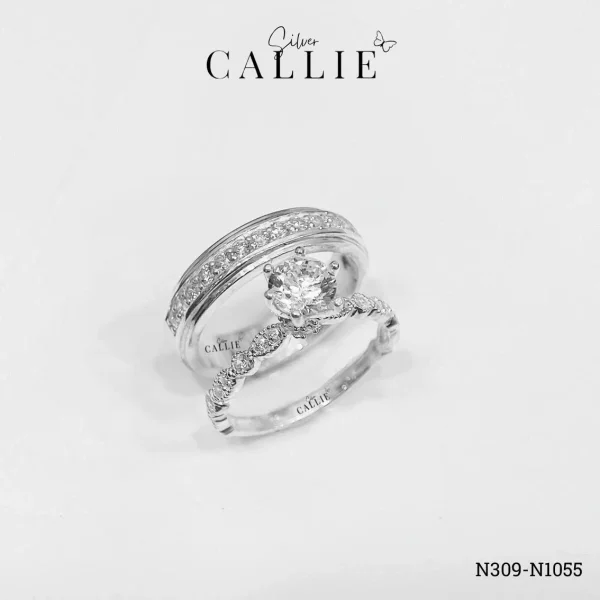 N309 - N1055: Nhẫn Bạc Dôi Callie Silver Đính Đá
