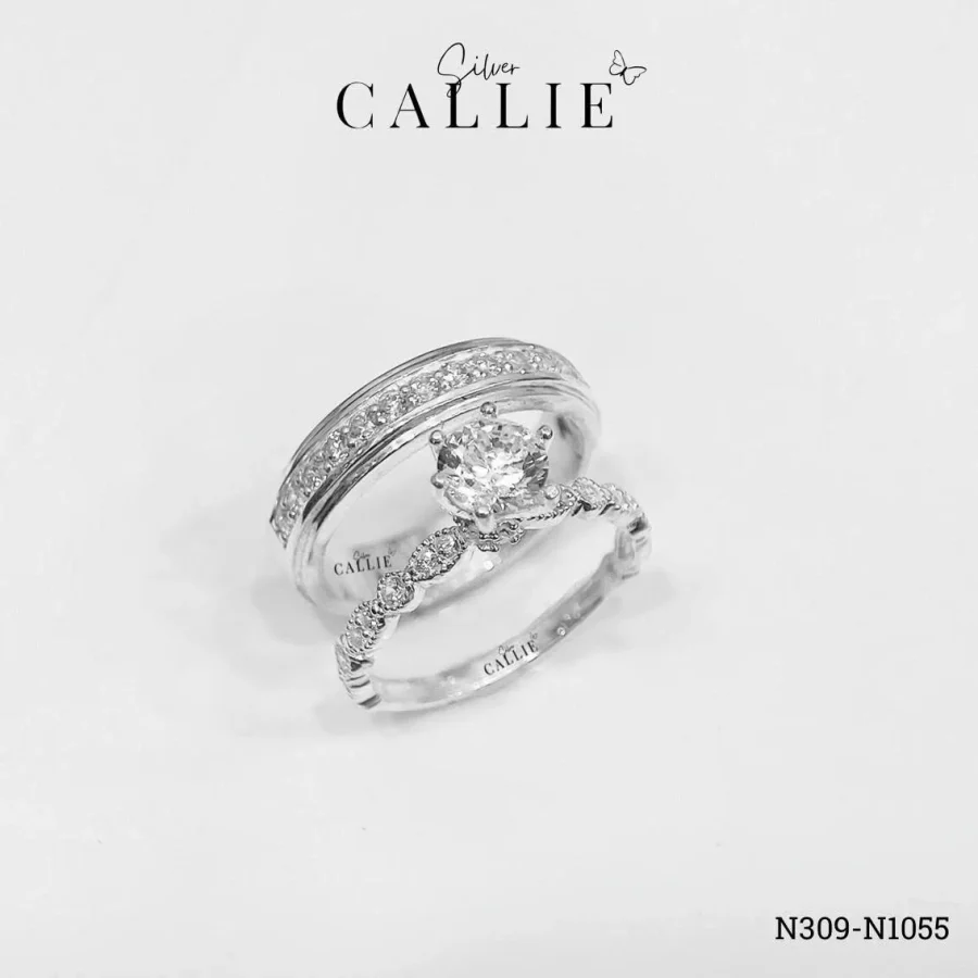 N309 - N1055: Nhẫn Bạc Dôi Callie Silver Đính Đá