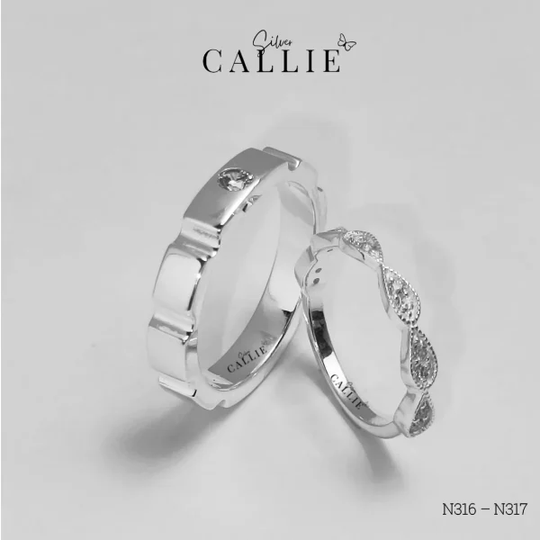 N316 - N317: Nhẫn đôi bạc thiết kế Callie Silver