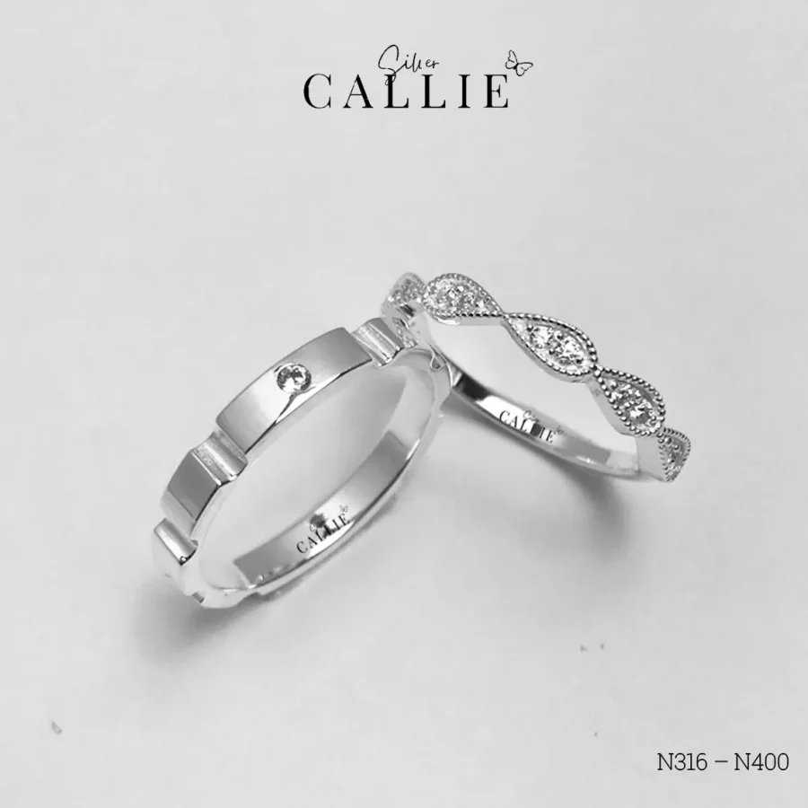N316 - N400: Nhẫn đôi bạc thiết kế Callie Silver