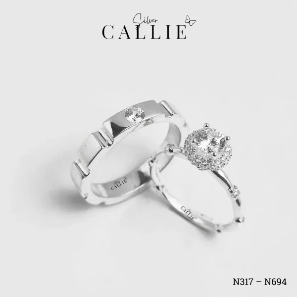 N317 - N694: Nhẫn Bạc Đôi Thiết Kế Callie Silver Công Chúa