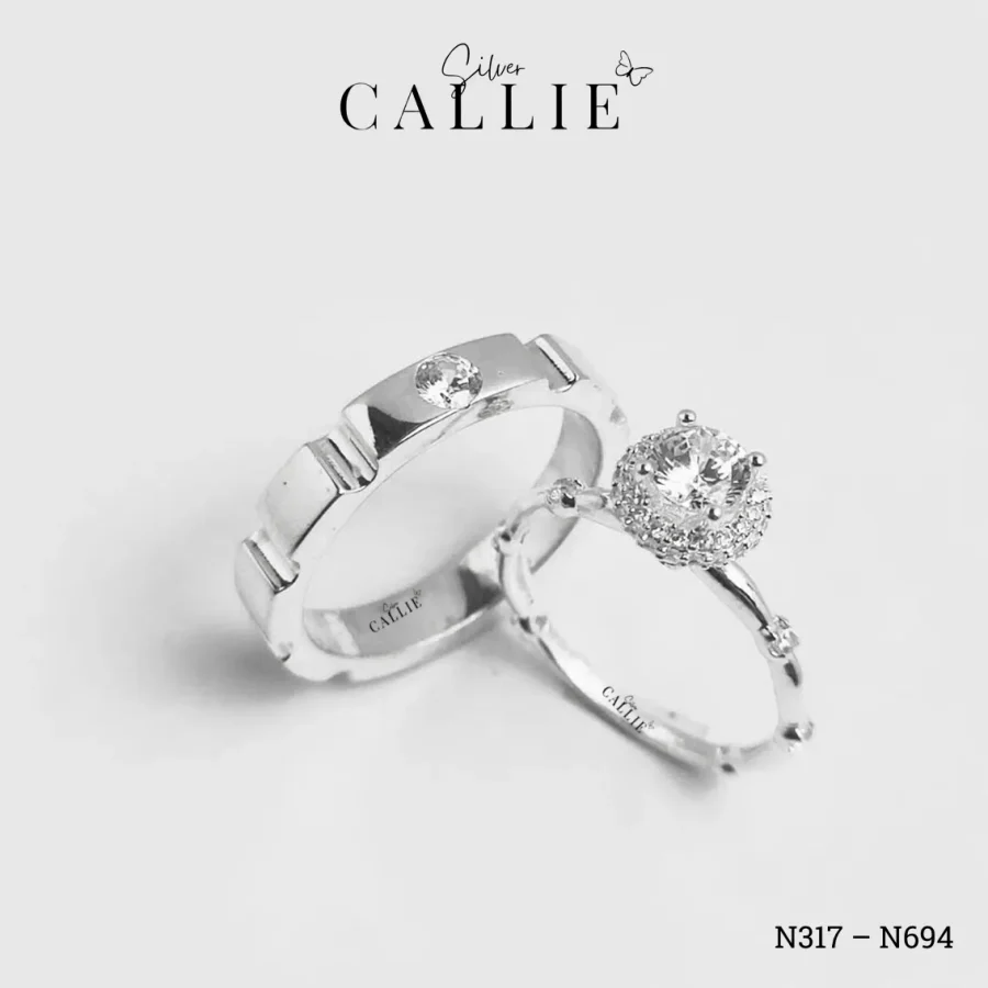 N317 - N694: Nhẫn Bạc Đôi Thiết Kế Callie Silver Công Chúa