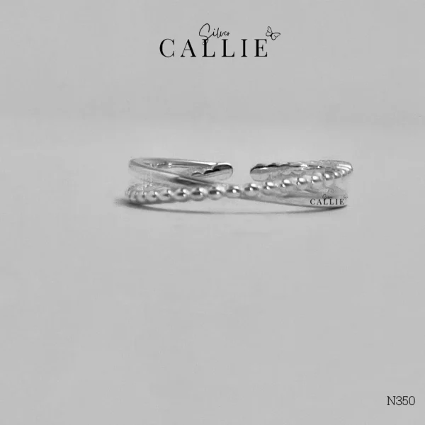 N350 - Nhẫn bạc Callie Silver 2 đai chéo nhau free size