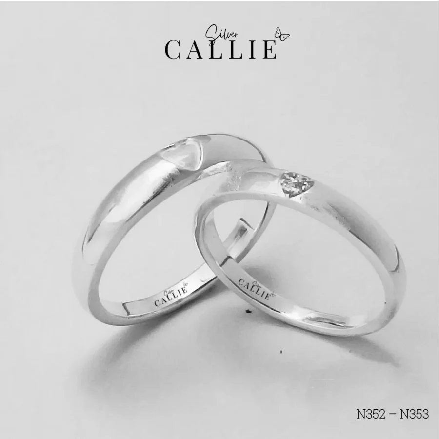 N352 - N353: Nhẫn bạc thiết kế Callie Silver trái tim đính đá