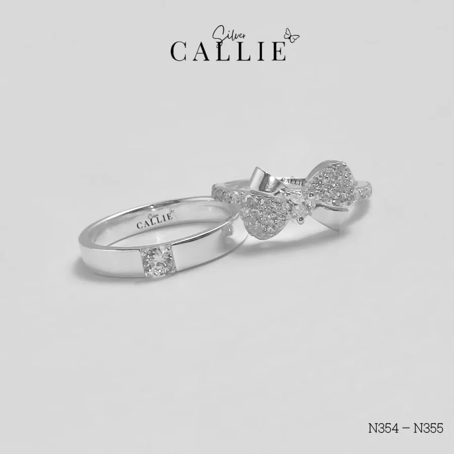 N354 – N355: Nhẫn Bạc Đôi Thiết Kế Callie Silver