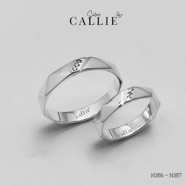 N356 - N357: Nhẫn bạc thiết kế Callie Silver đa giác đá chéo