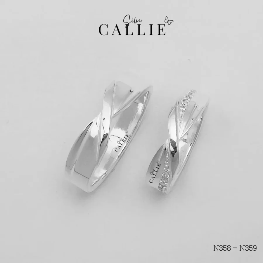 N358 - N359: Nhẫn bạc thiết kế Callie Silver đính đá chéo