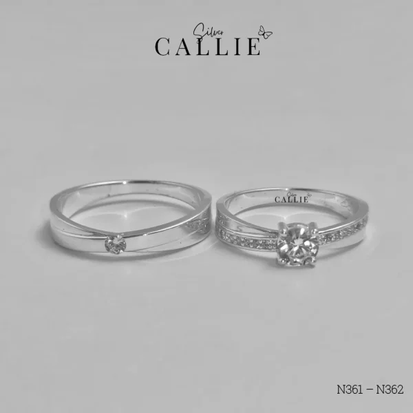N361 - N362: Nhẫn bạc đôi thiết kế Callie Silver 1 viên chủ