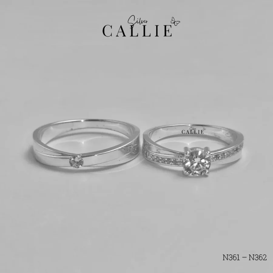 N361 - N362: Nhẫn bạc đôi thiết kế Callie Silver 1 viên chủ