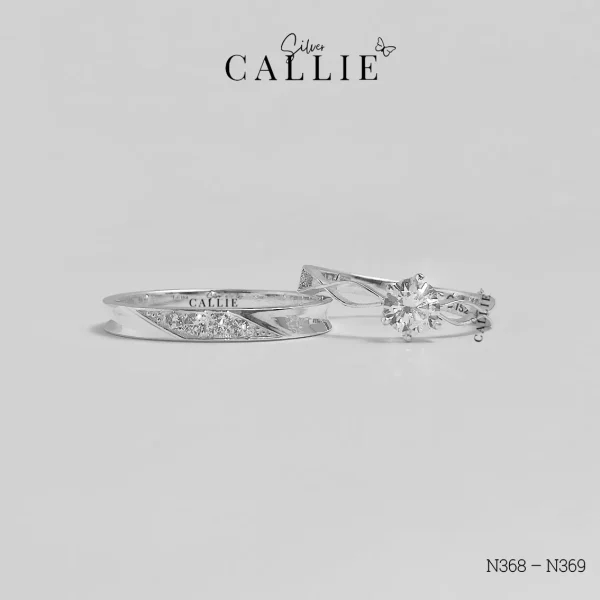 N368 – N369: Nhẫn Bạc Đôi Thiết Kế Callie Silver