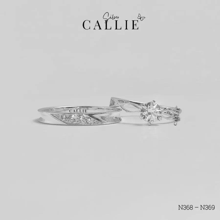 N368 – N369: Nhẫn Bạc Đôi Thiết Kế Callie Silver