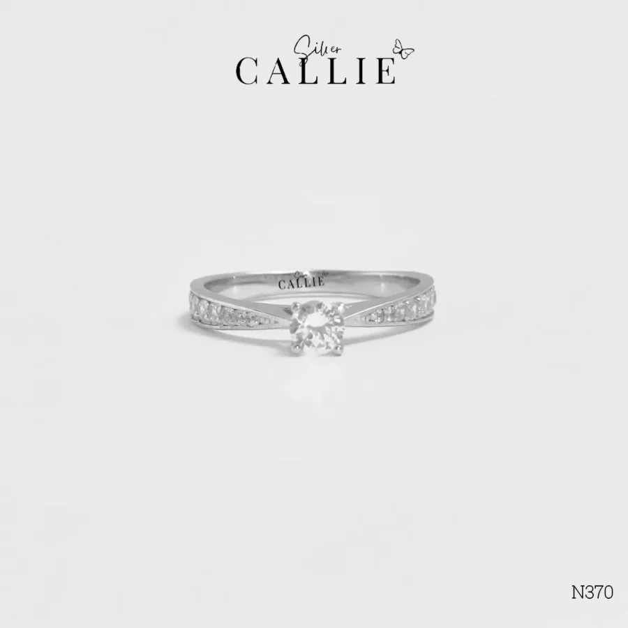 N370 - Nhẫn bạc thiết kế Callie Silver 1 viên chủ đá tấm hai bên