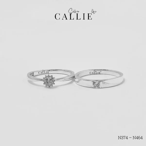 N464 - N374: Nhẫn bạc thiết kế Callie Silver viên chủ trái tim