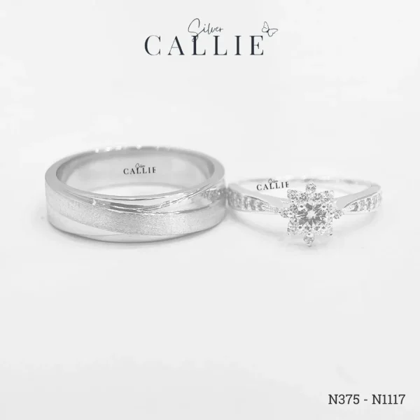 N375 - N1117: Nhẫn bạc đôi thiết kế Callie Silver Đính Đá