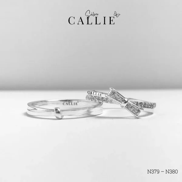 N379 – N380: Nhẫn Bạc Đôi Thiết Kế Callie Silver
