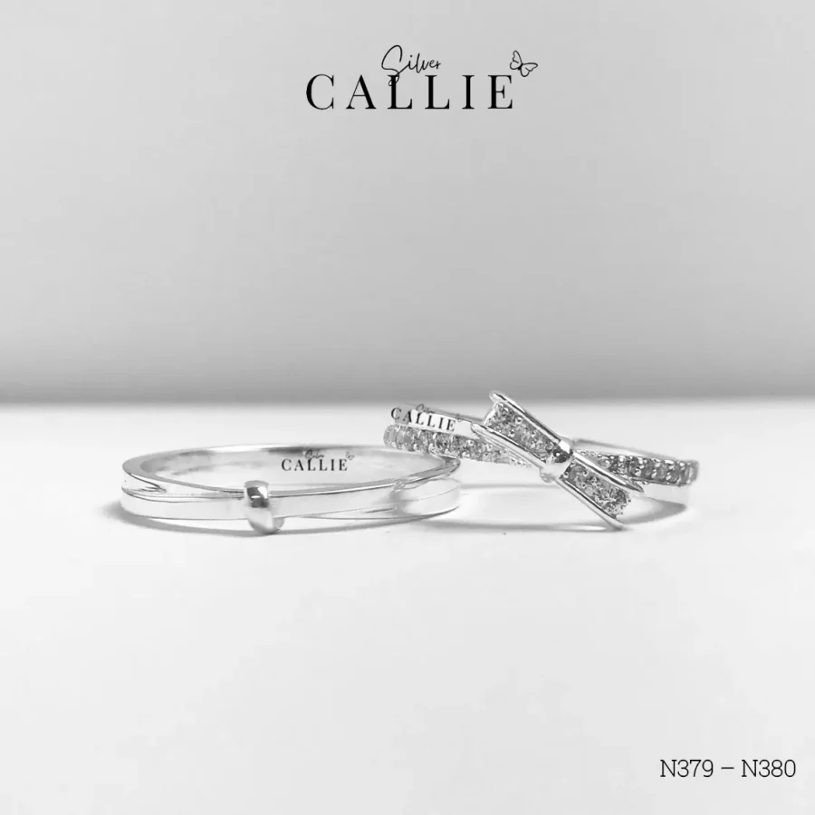 N379 – N380: Nhẫn Bạc Đôi Thiết Kế Callie Silver