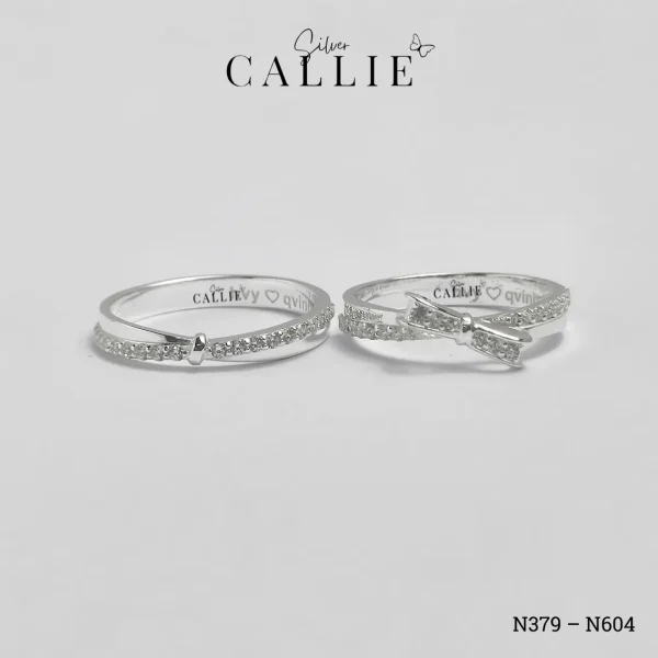 N604 - N379: Nhẫn Bạc Đôi Thiết Kế Callie Silver Có Nút Thắt