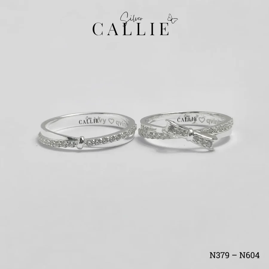 N604 - N379: Nhẫn Bạc Đôi Thiết Kế Callie Silver Có Nút Thắt