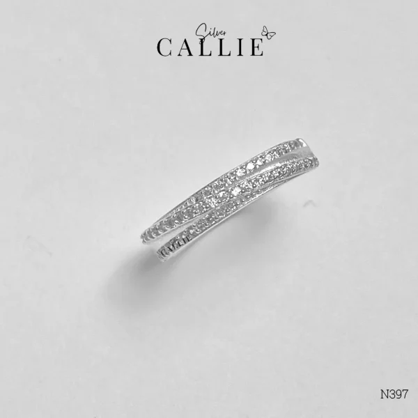 N397 - Nhẫn bạc Callie Silver 3 hàng đá xoắn
