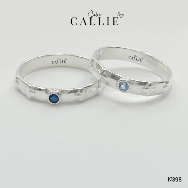 N398 - Nhẫn bạc thiết kế Callie Silver đá màu đai cỏ 4 lá