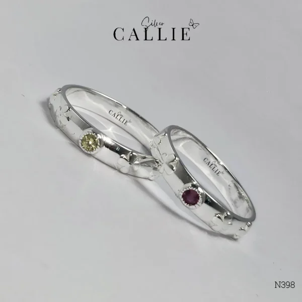 N398 - Nhẫn bạc thiết kế Callie Silver một viên chủ đai cỏ 4 lá